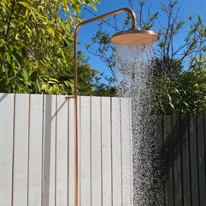 Wall Mounted Copper Outdoor Shower with Hot and Cold Taps and a 250mm Shower Head